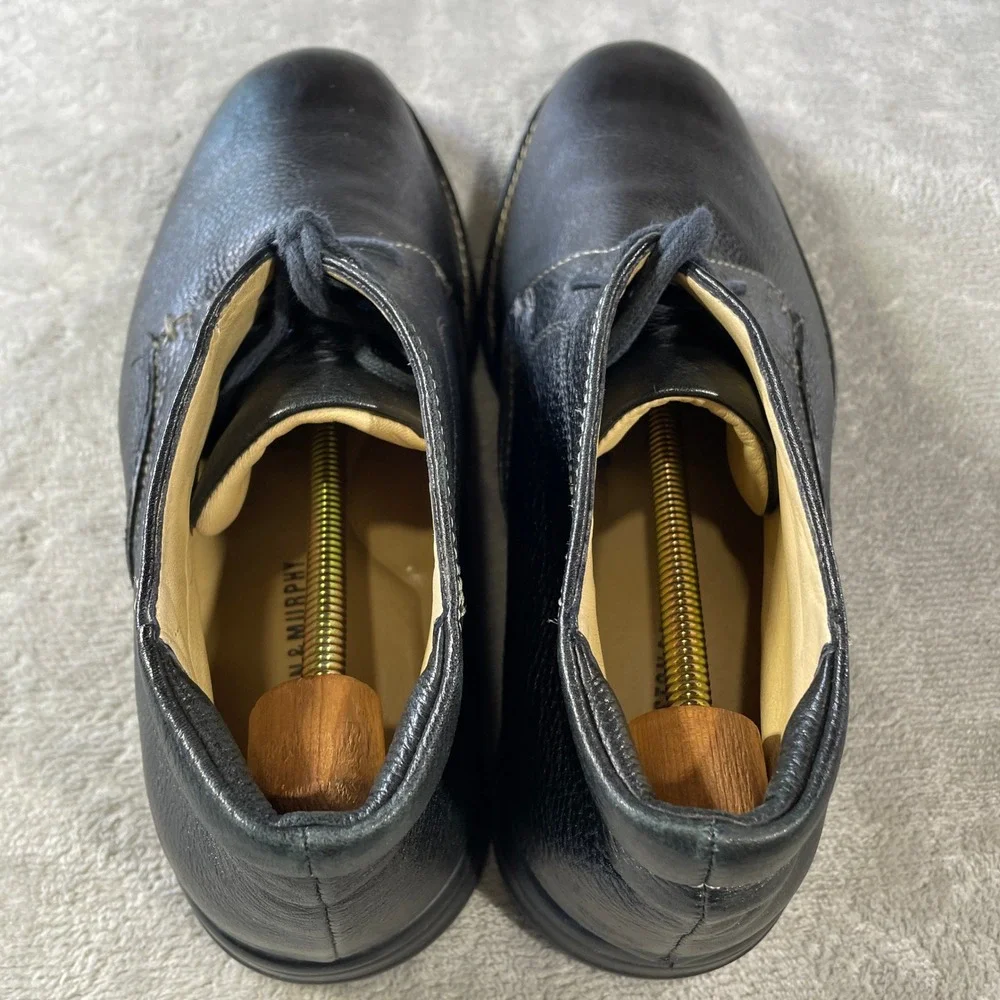 Johnston Murphy  Chukka Boots Mens 10.5 Black Pebbled Sheepskin Leather Office